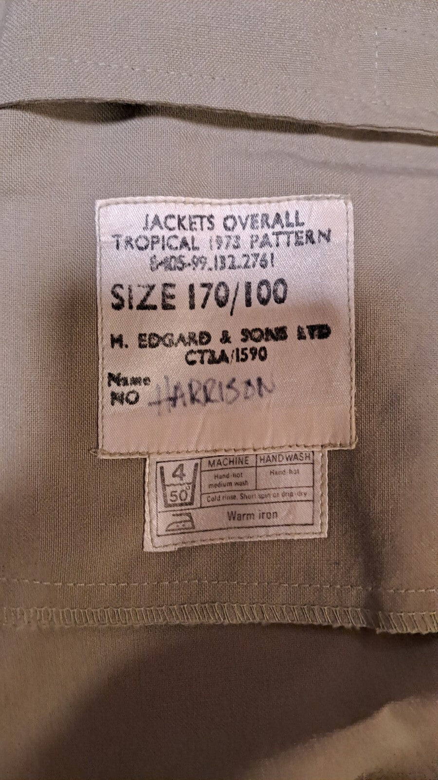 Genuine British Army Military Jacket Overall Tropical 1973 Pattern - 170/100