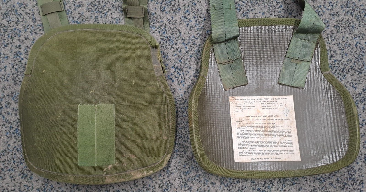 Rare US Army Military Vietnam Era Body Variable Armour Ground Troop Plates Set