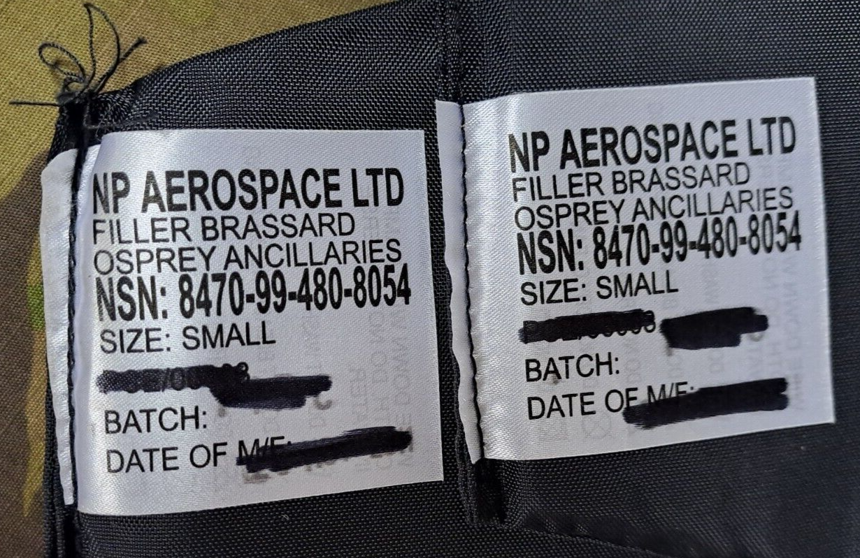 Genuine British Army Military SAS Osprey Brassard Ballistic Soft Filler Plates