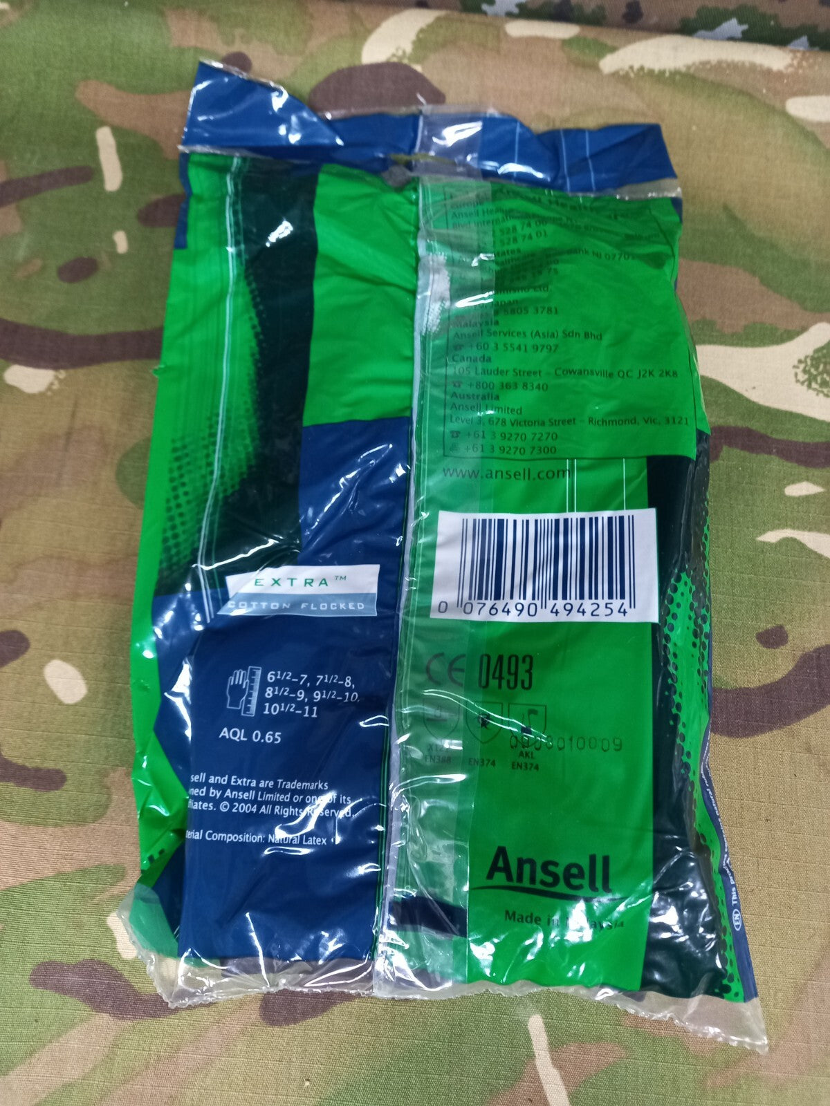 Ansell Extra 87-950 Cotton Flocked NATURAL LATEX Gloves Size 6.5 -7 NEW SEALED