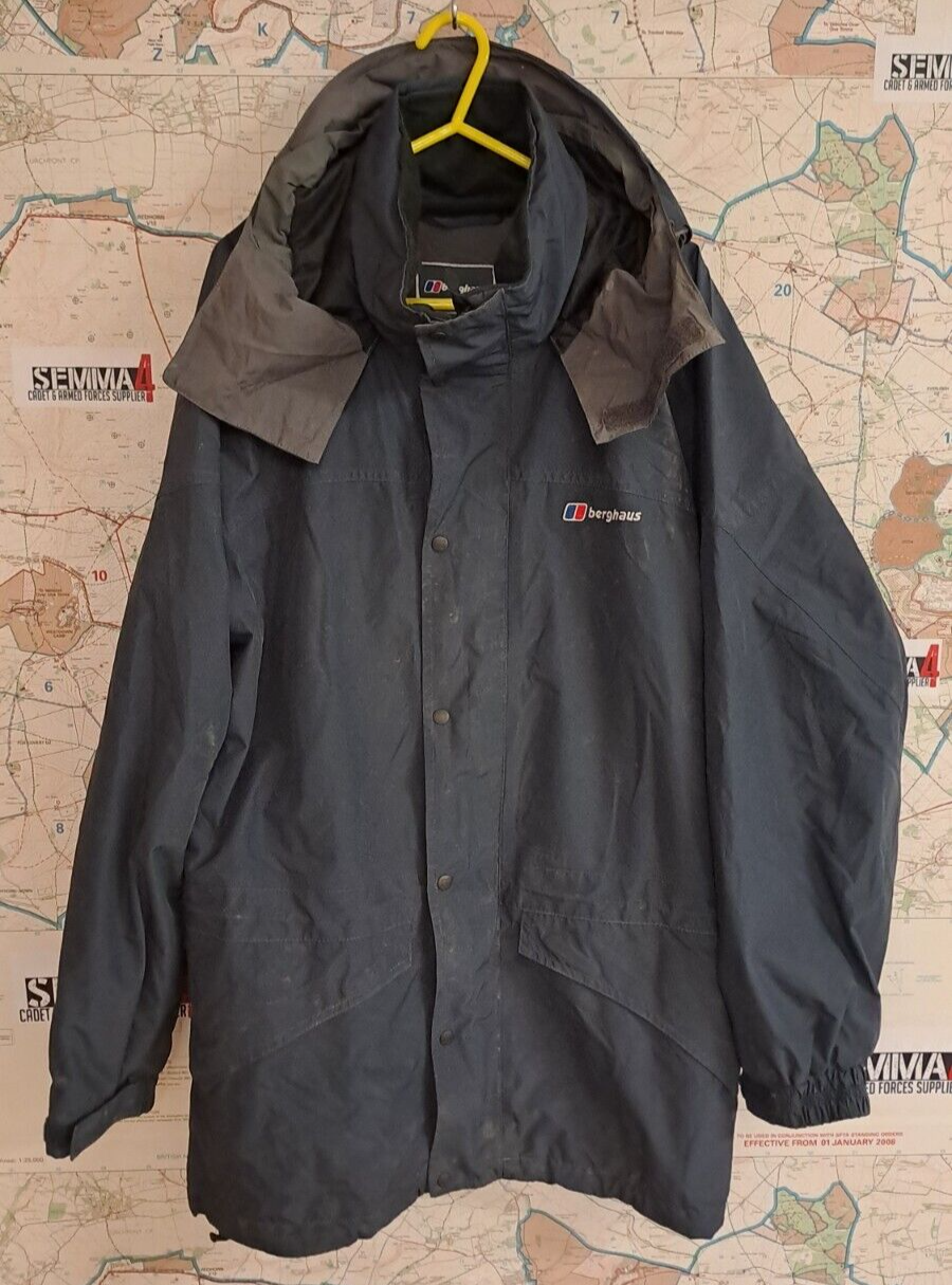 Genuine Berghaus Gore Tex Jacket Mens Blue Hooded Waterproof Hiking Coat - M