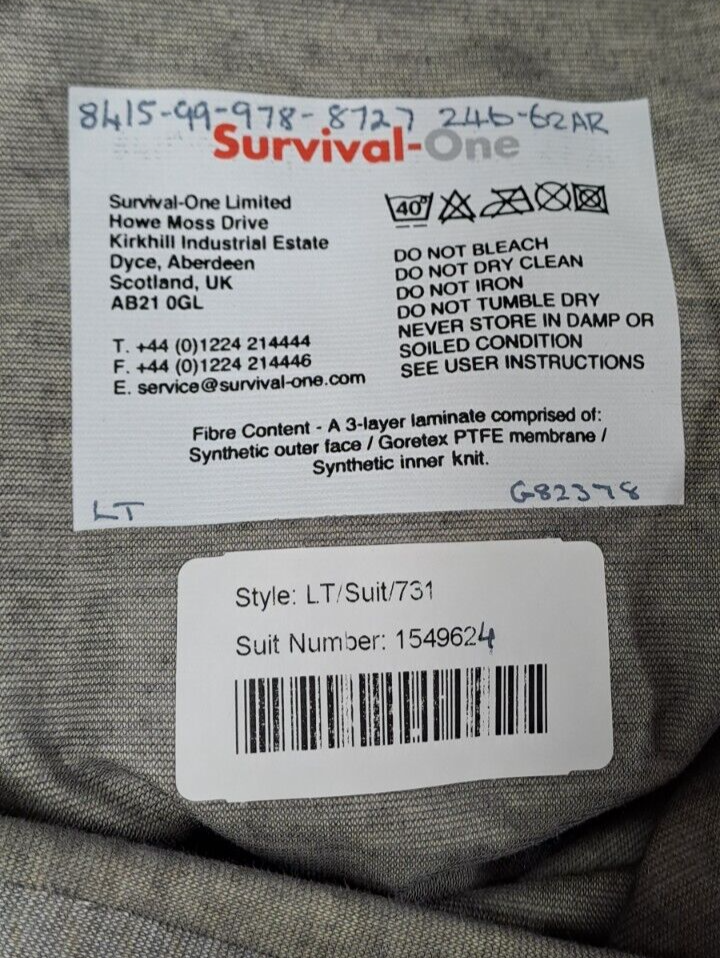 Survival-One UKSF SAS SBS Military MCT Gore-Tex Immersion Dry Suit - L / T