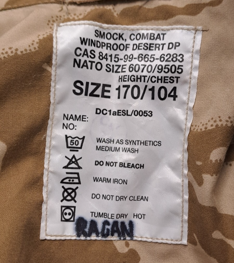 British Army Military Desert DPM Camo Combat Windproof Smock Jacket - 170/104