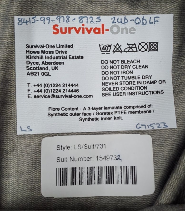 Survival-One UKSF SAS SBS Military MCT Gore-Tex Immersion Dry Suit - LS