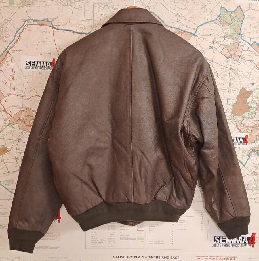 Genuine US Air Force Flight Tech Type A-2E Brown Leather Bomber Jacket - Small