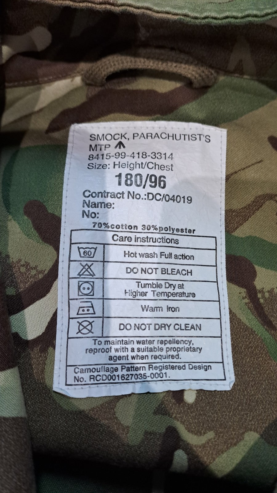 British Army Military Parachute Smock MTP Pathfinder Airborne Para - 180/96