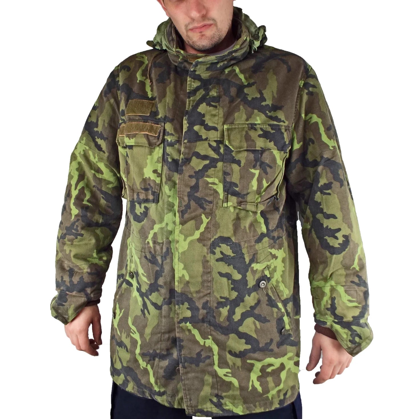 Rare Genuine Czech Army Military Camo M95 Parka Jacket Coat with Fur Liner