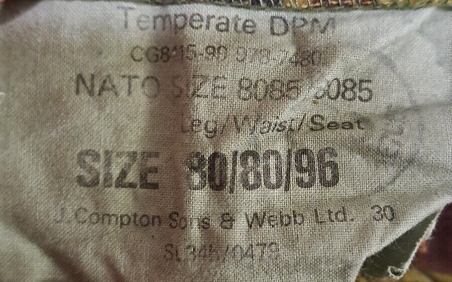 Vintage British Army Temperate Surplus Camo DPM Combat Trousers - 80/80/96