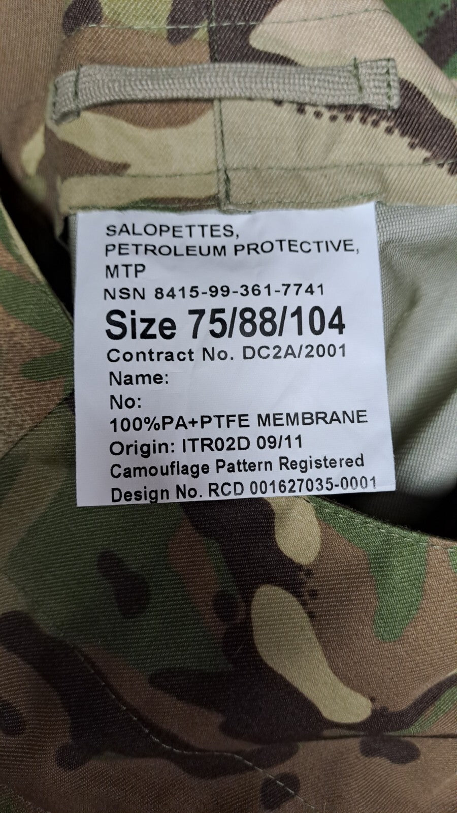New MTP Salopettes Trousers Protective Petroleum MVP British Army - 75/88/104