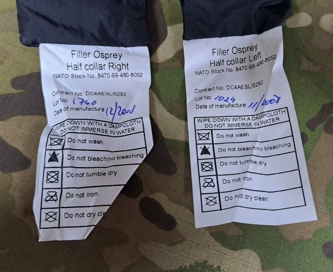 Genuine Army Military Surplus MK2 Osprey Half Collar Filler Plates Black Set