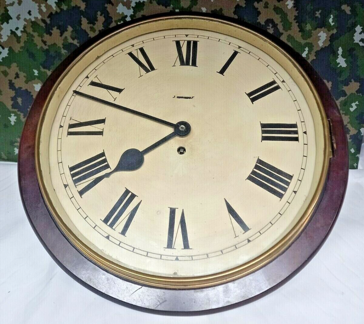 Rare British Army Military Smiths Early Type White Dial Wooden Wall Clock