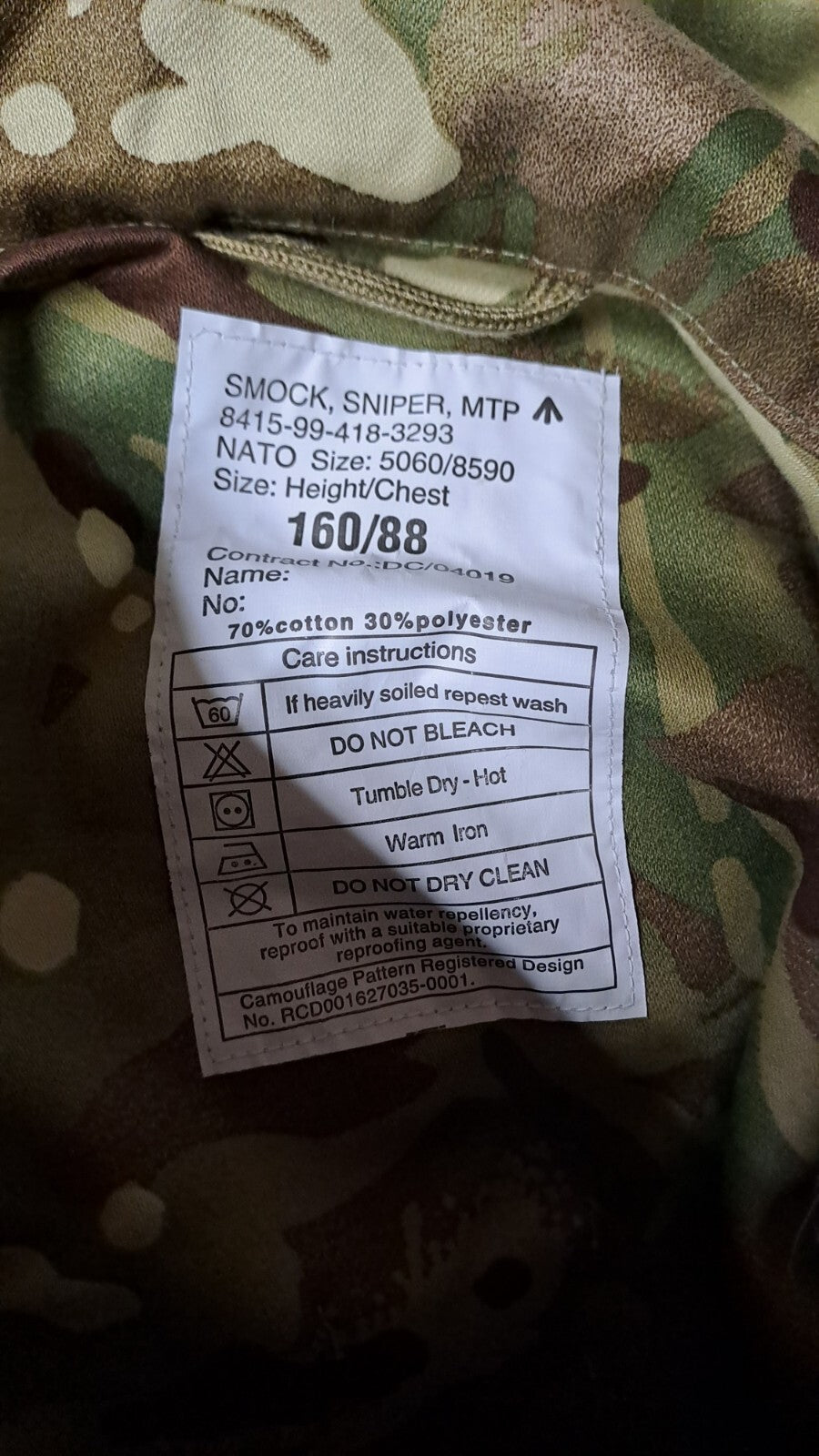 Genuine British Army Military UKSF SAS Surplus Sniper Smock Jacket - 160/88