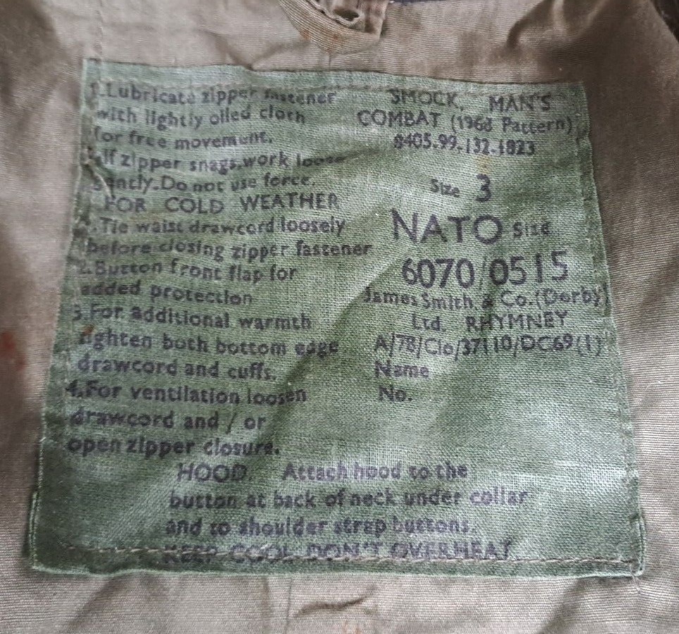 VINTAGE BRITISH ARMY MILITARY 1968 PAT DPM CAMO COMBAT SMOCK JACKET & HOOD - 3