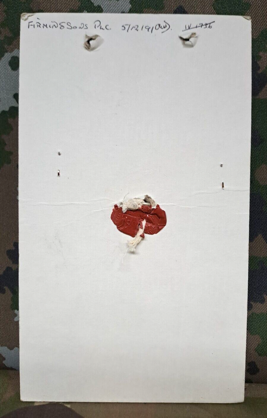 Genuine Vintage British Army Inspectorate of Stores Metal Badge Sample Card 1978