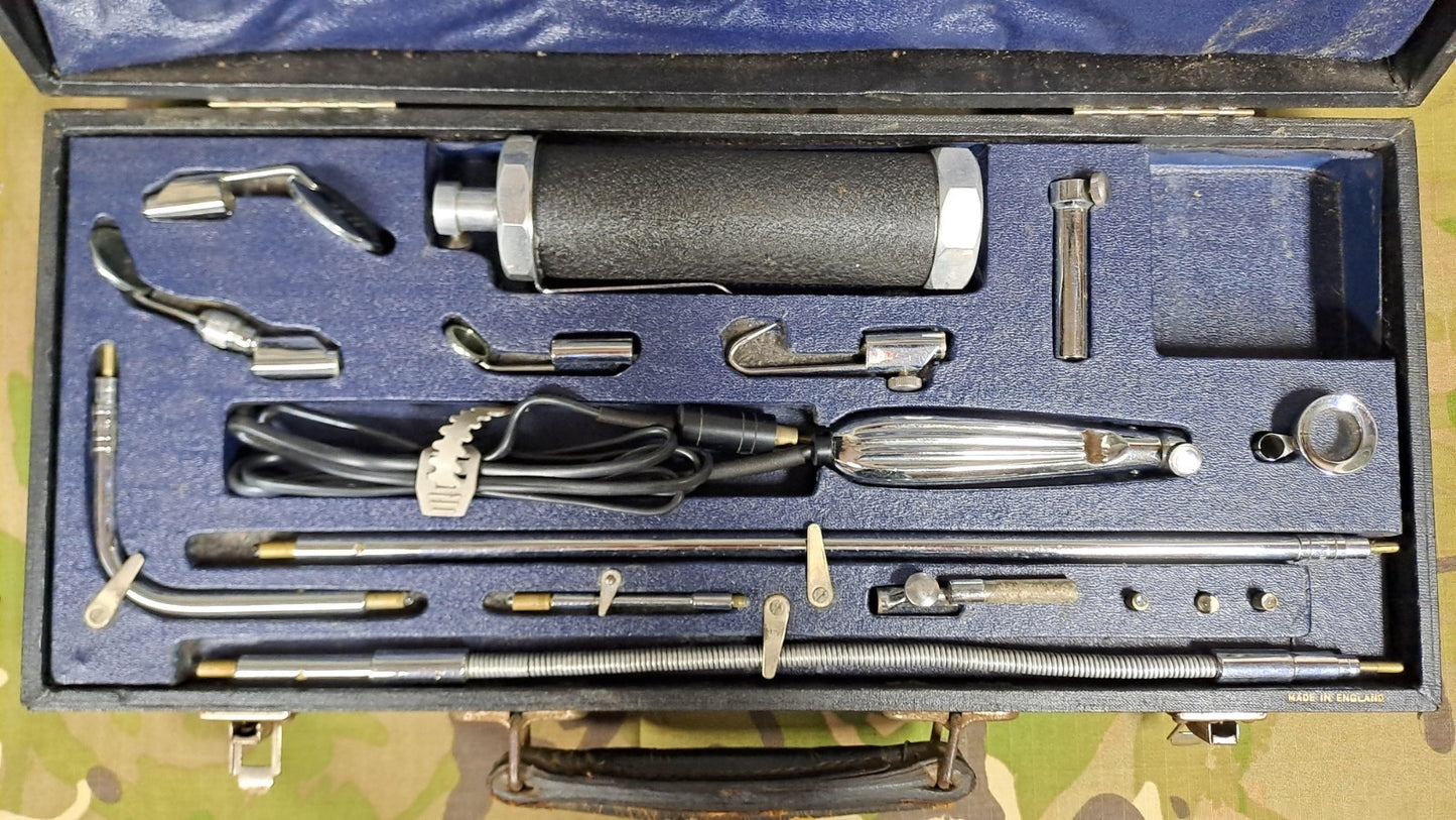 RARE VINTAGE GOWLLANDS COMPLETE MEDICAL INSPECTION INSTRUMENT SET & CASE