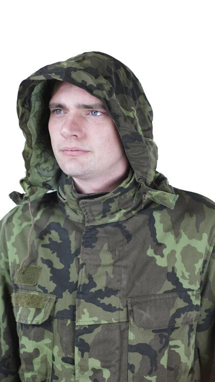Rare Genuine Czech Army Military Camo M95 Parka Jacket Coat with Fur Liner