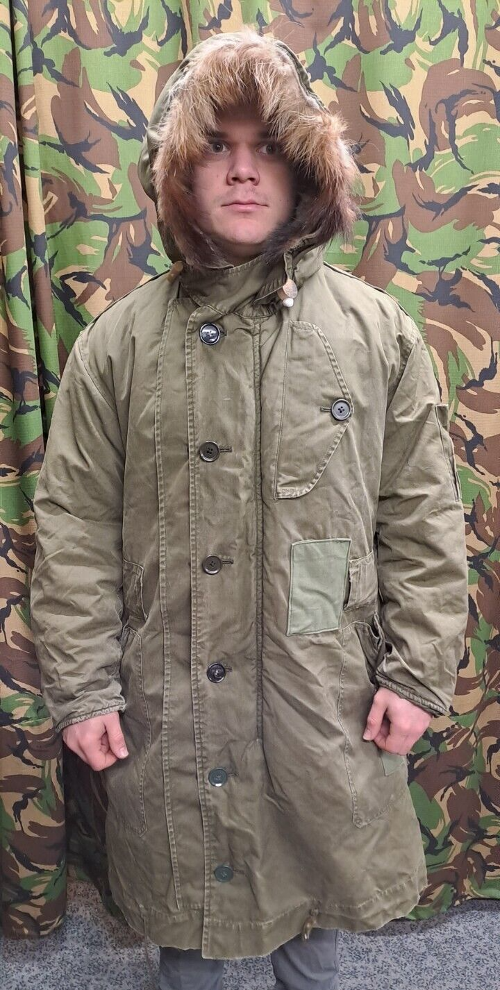 Rare Vintage RAF Military Ventile 1950's Green Parka Coat Jacket British Army