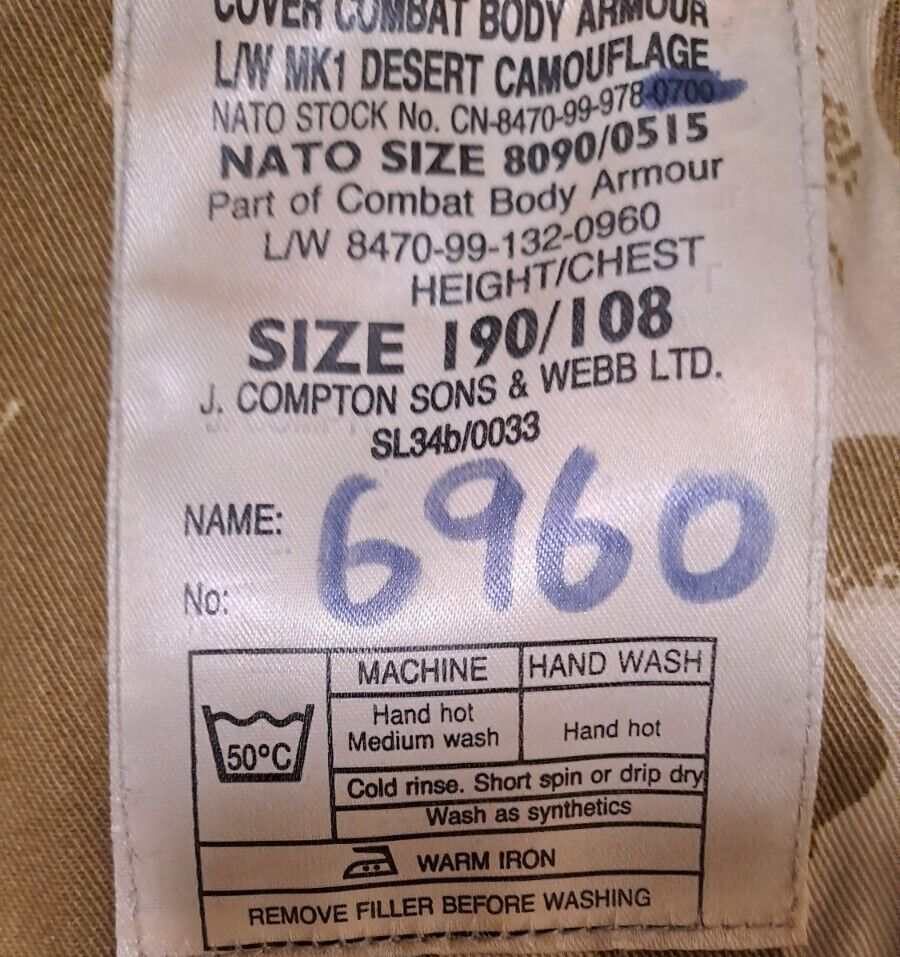 British Army Flak Jacket Soft Combat Body Armour British Army Desert Camo NATO