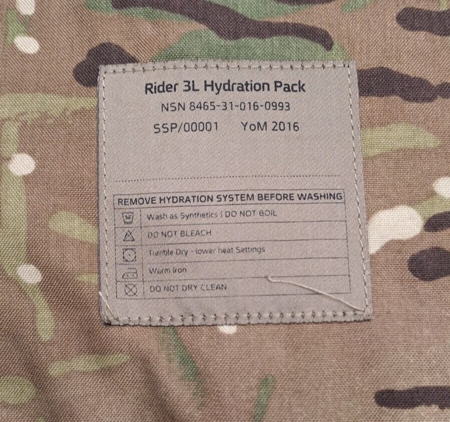 British Army Military Rider Virtus 3L Hydration Pack MTP Camouflage MOLLE