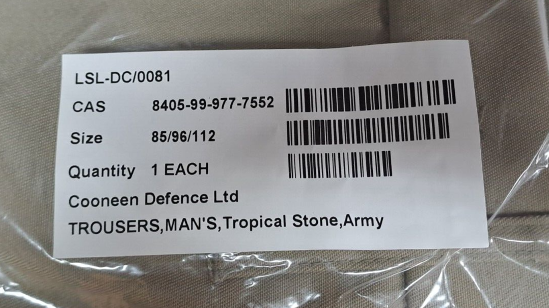 New Tropical Stone Trousers British Army Temperate Safari Dress Uniform 85/96