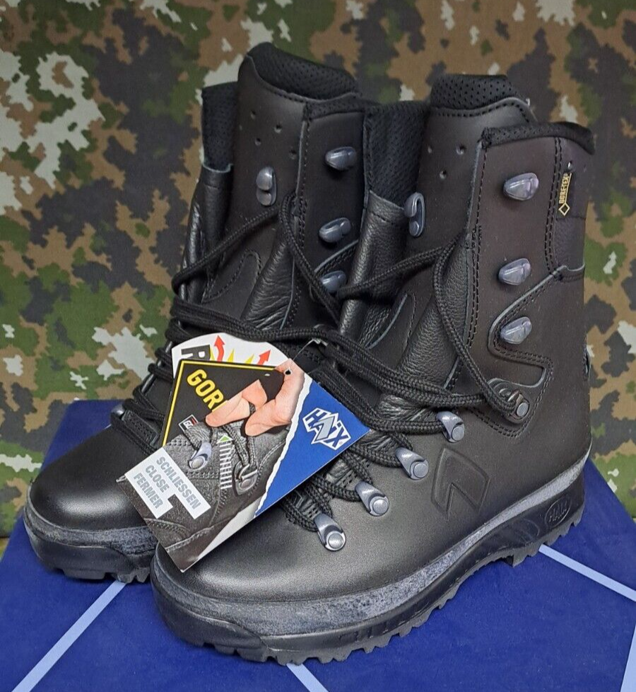 British Military Goretex Cold Wet Weather Patrol Black Leather Boots UK 4 W