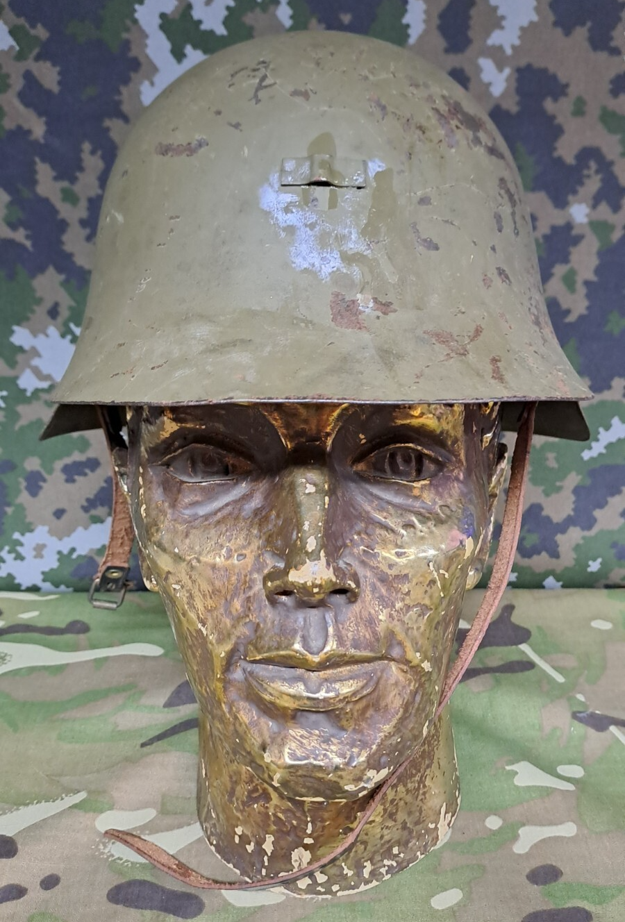 Rare Original Spanish Army Military Surplus M1926 Helmet with Badge Holder
