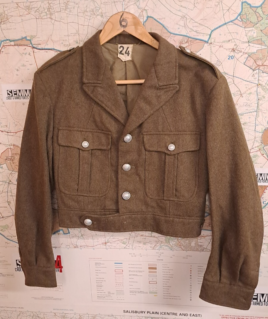 Vintage French Army Military Surplus Wool Jacket Tunic Battledress