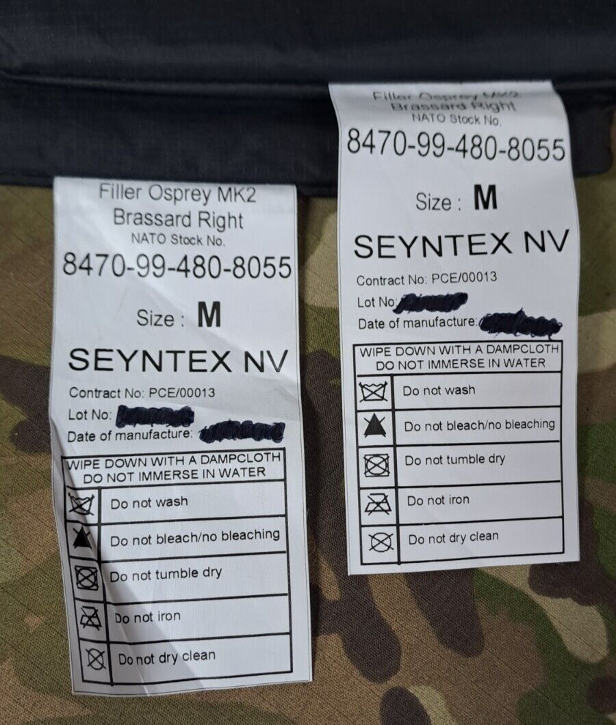 Genuine British Army Military SAS Osprey Brassard Ballistic Soft Filler Plates