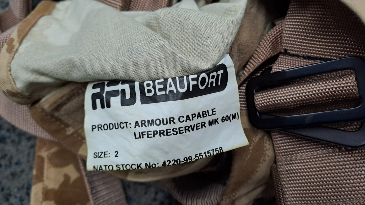 RARE Original RAF Desert DPM MK60 Life Preserver Armour Capable Vest Size 2