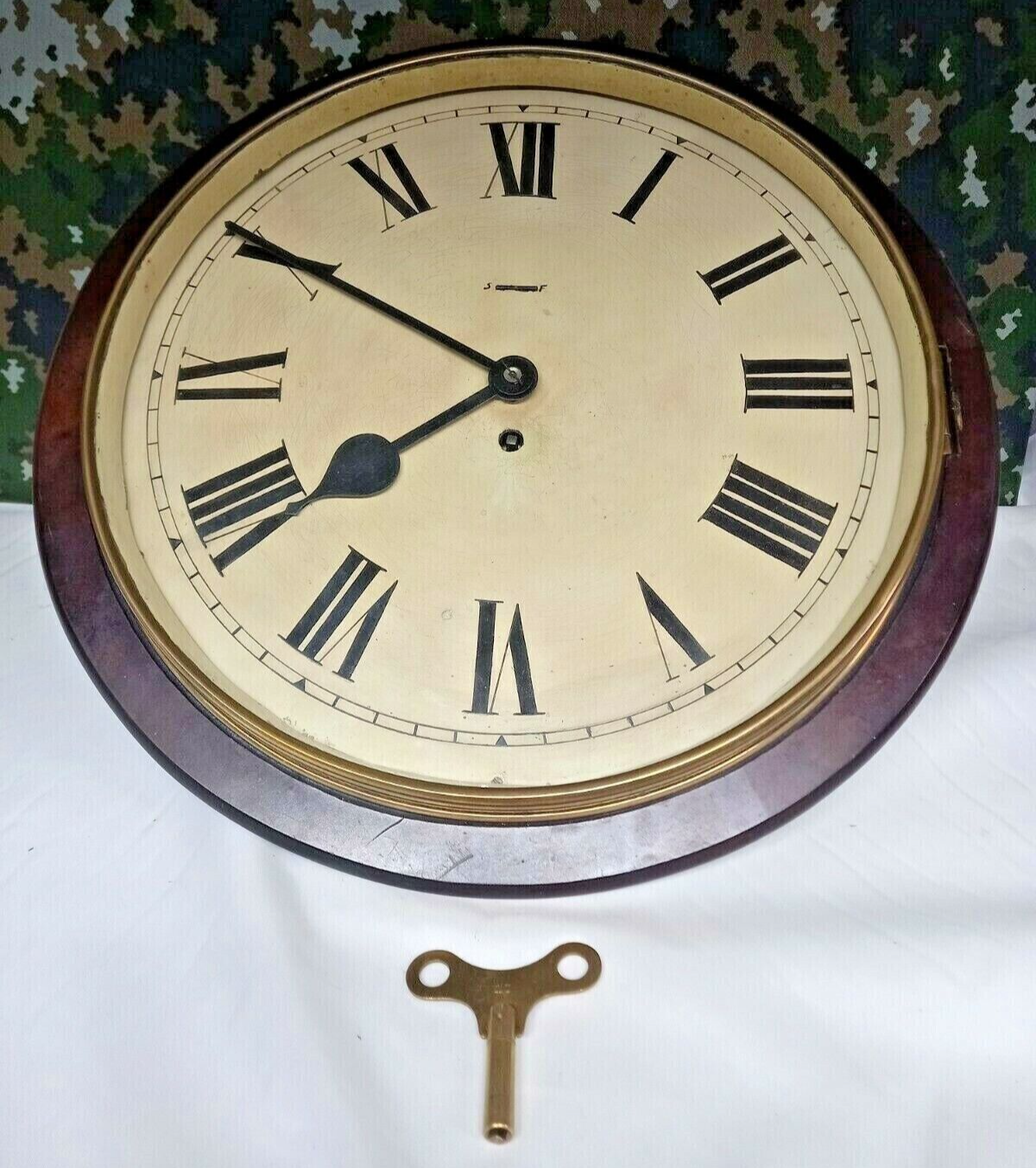 Rare British Army Military Smiths Early Type White Dial Wooden Wall Clock