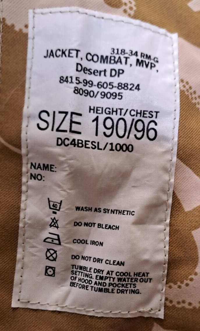 Genuine British Army Military Surplus DDPM MVP Waterproof GORE TEX Smock 190/96