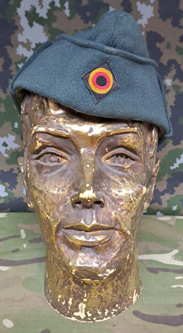 Vintage 1960s Bundeswehr West German Army Sidecap WWII Style Wool Hat Cold War