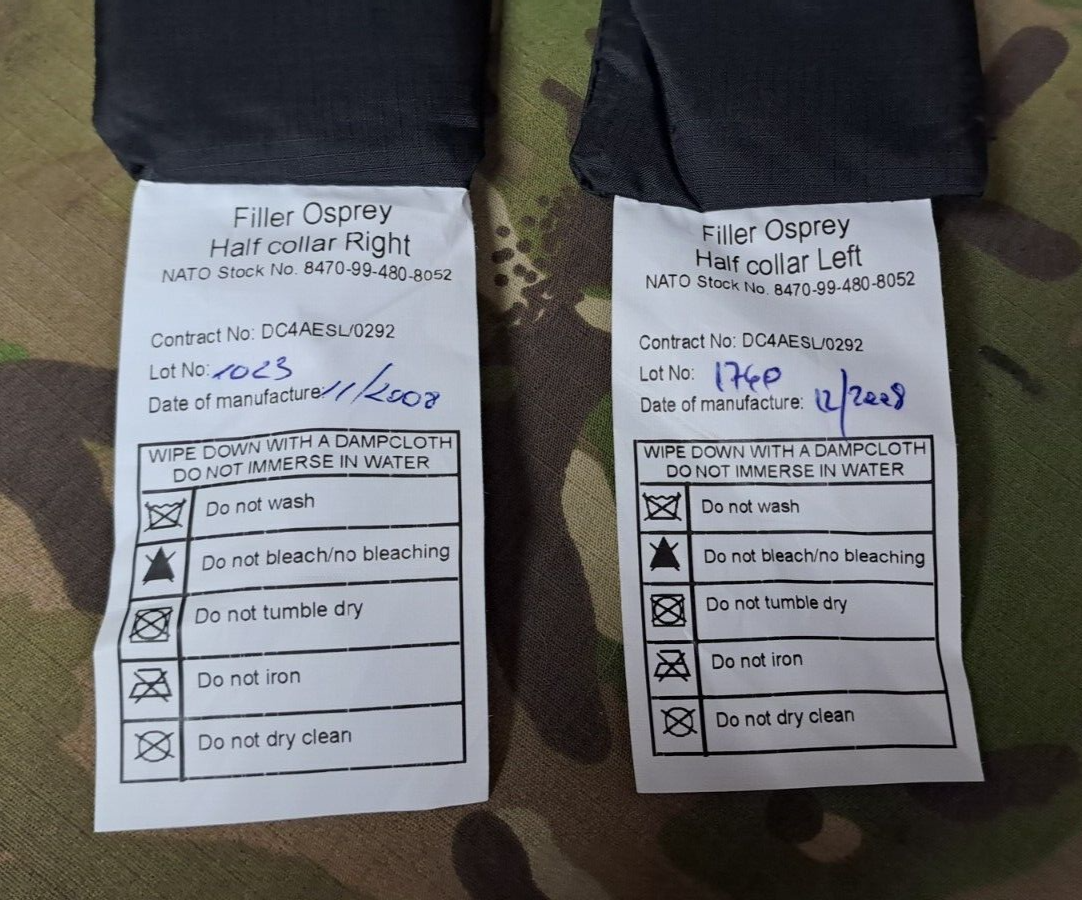 Genuine Army Military Surplus MK2 Osprey Half Collar Filler Plates Black Set
