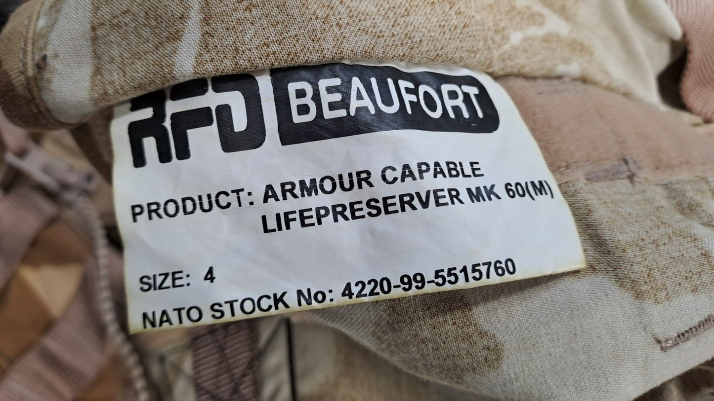 RARE Original RAF Desert DPM MK60 Life Preserver Armour Capable Vest Size 4