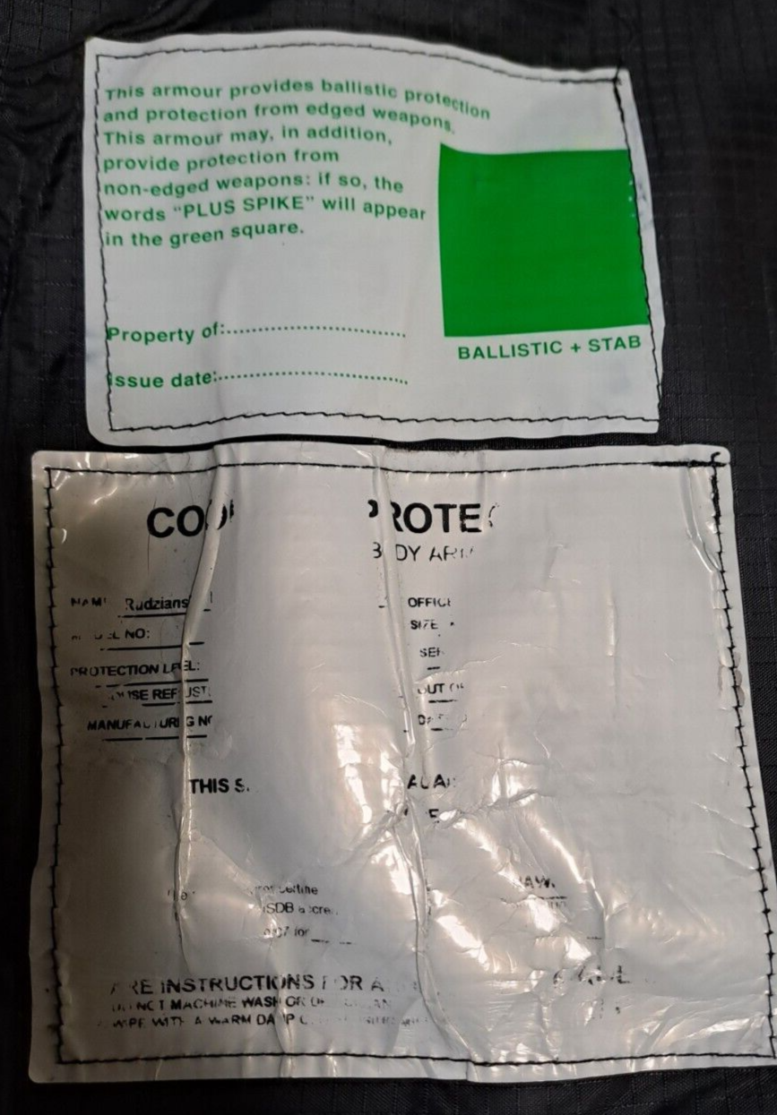 Genuine Ex Police Cooneen Protection Body Armour Vest Ballistic Hi Viz - L