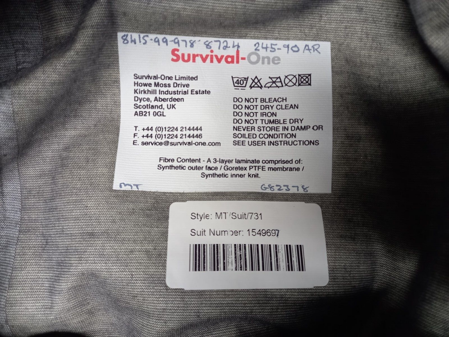 Survival-One UKSF SAS SBS Military MCT Gore-Tex Immersion Dry Suit - Med / Tall