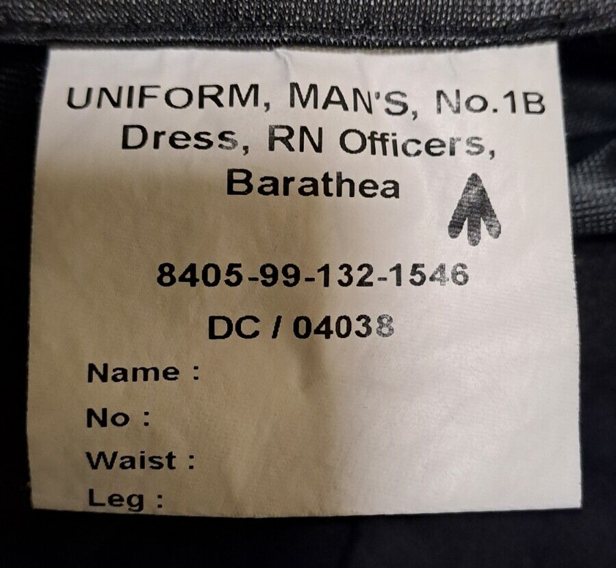No1B Naval Trousers British Royal Navy Officers Issue No1B Barathea RN