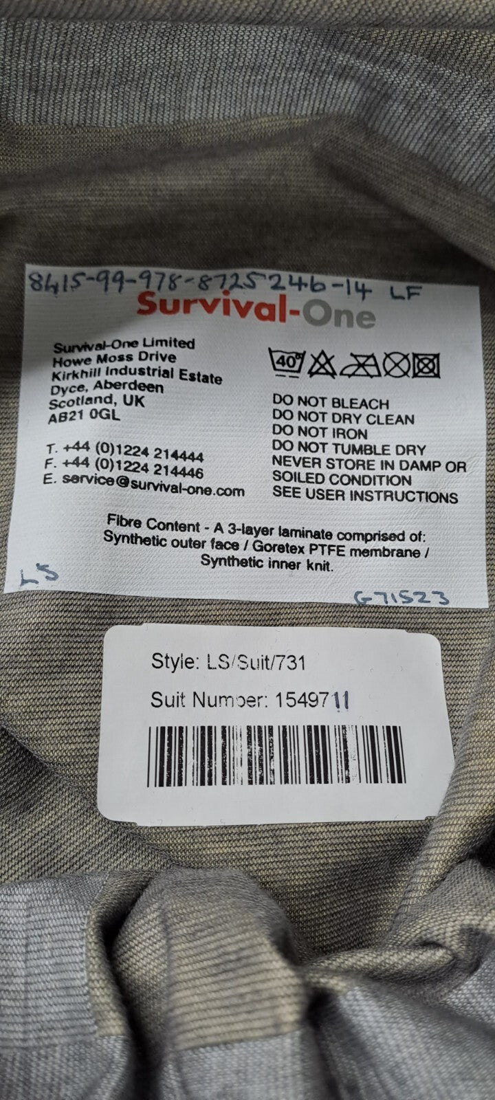 Survival-One UKSF SAS SBS Military MCT Gore-Tex Immersion Dry Suit - L / Short