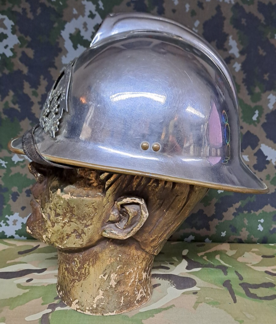 Original Antique FRENCH SAPEURS POMPIERS FIREMAN’S HELMET Vendee Fire Service