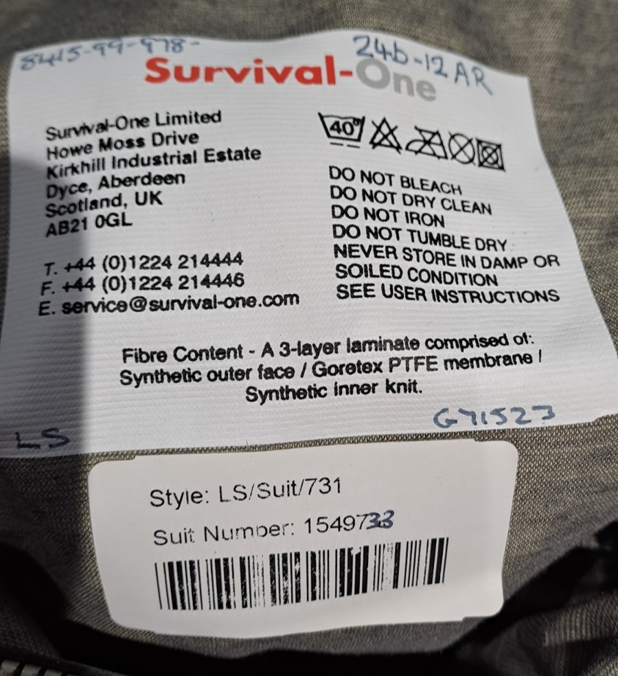 Survival-One UKSF SAS SBS Military MCT Gore-Tex Immersion Dry Suit - LS