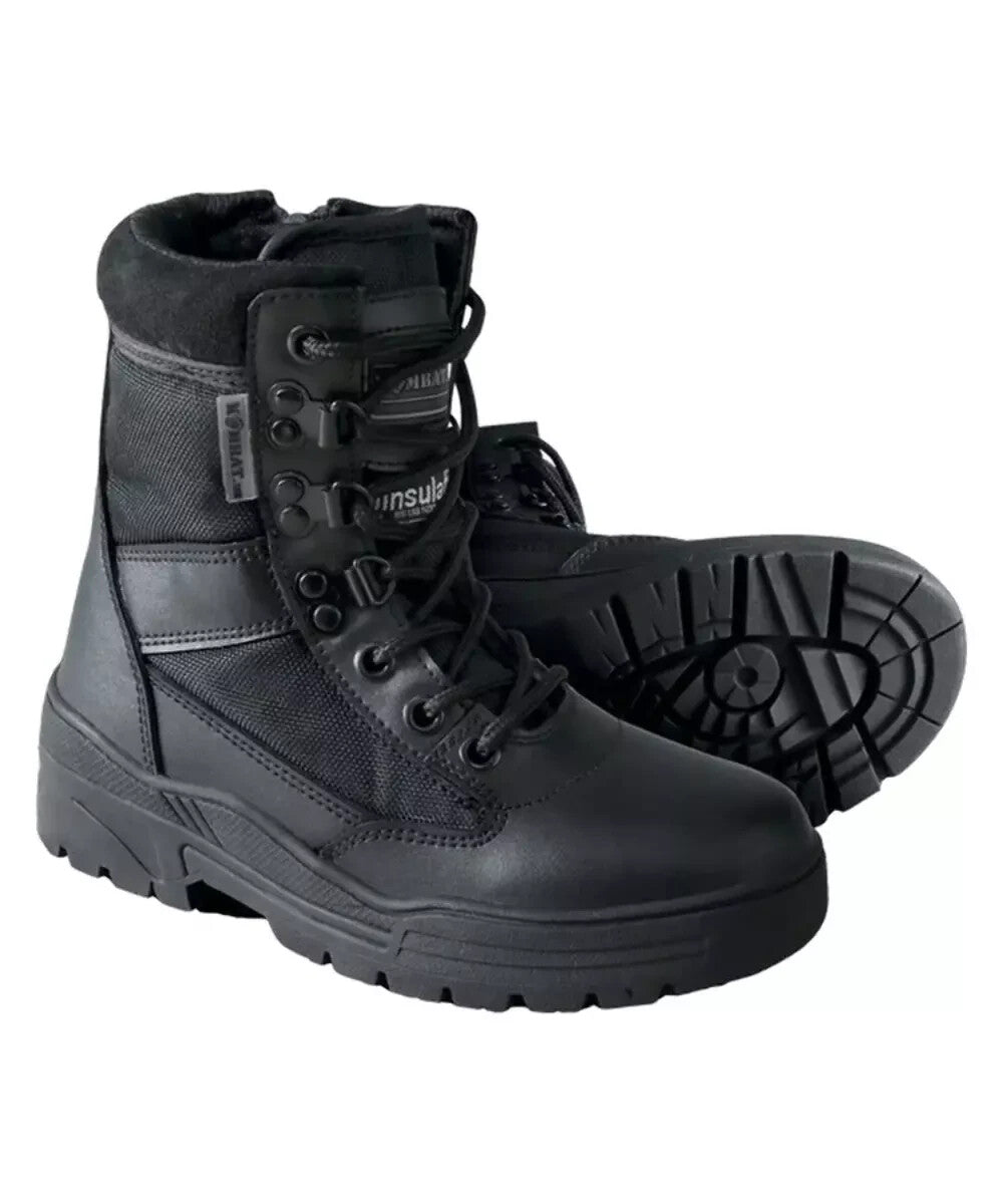 Kombat UK Kids Boys Cadet Patrol Boots Black Military Army Side Zip UK - 8 UK