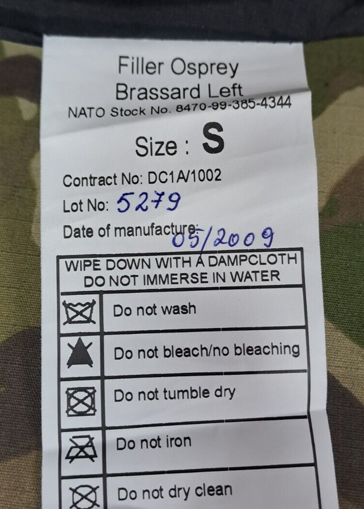 Genuine British Army Military SAS Osprey Brassard Ballistic Soft Filler Plates
