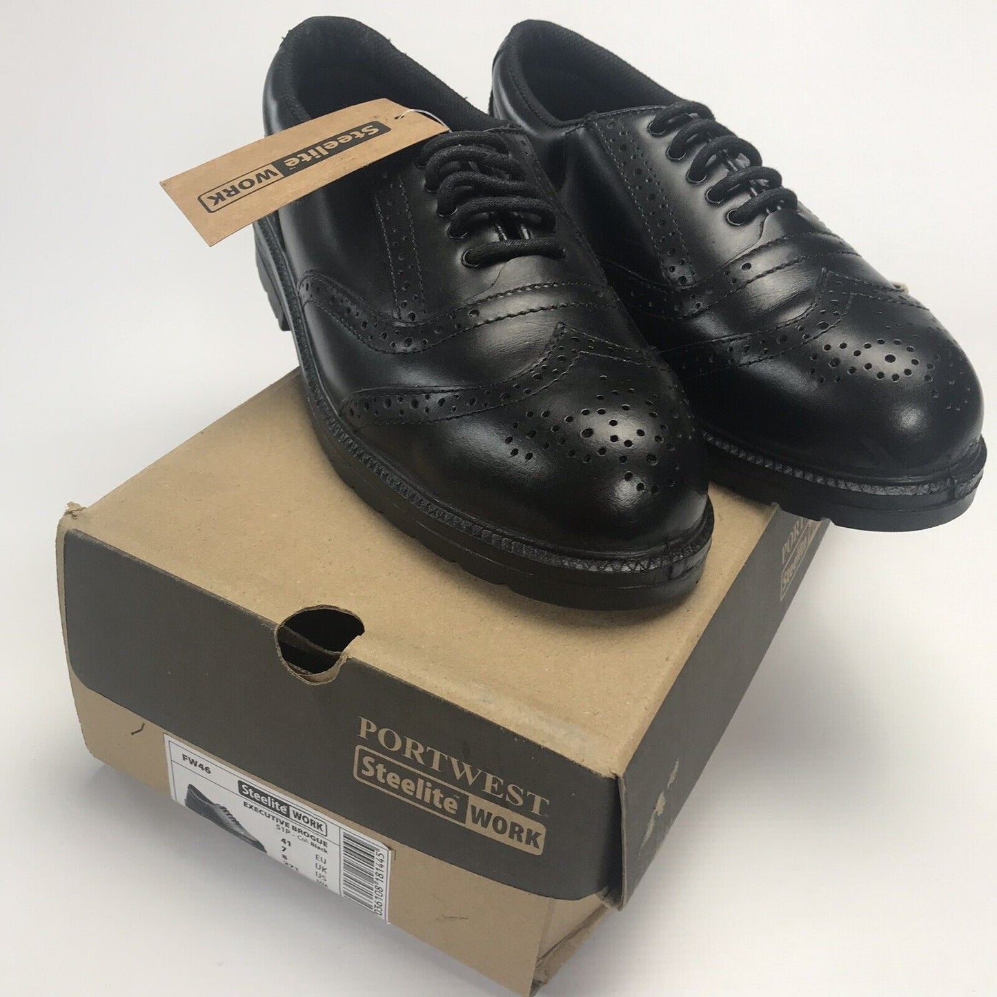 NEW Portwest Steelite Work Executive Brogue Safety Shoe Full Leather - 6 UK