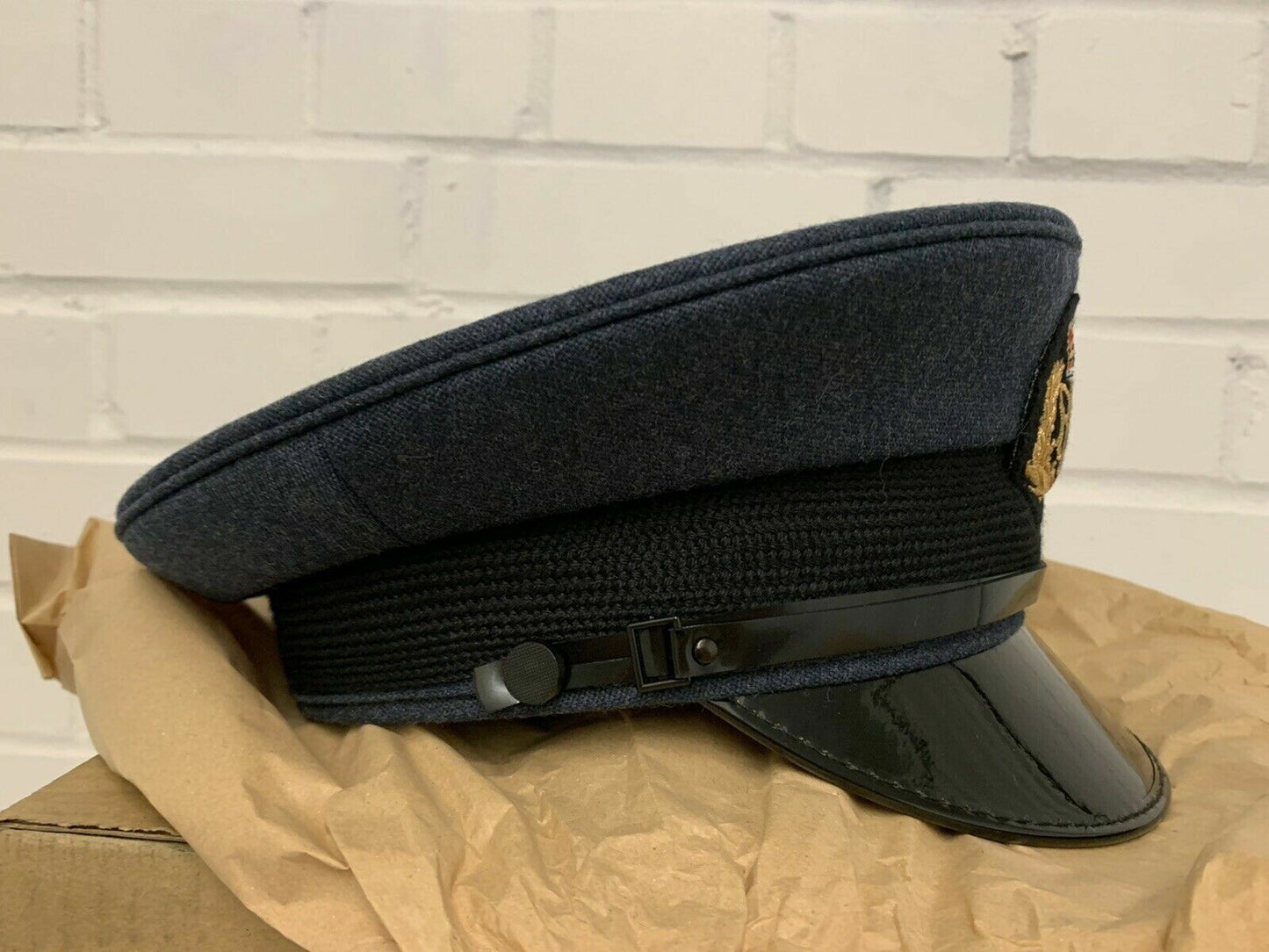 NEW BRITISH RAF ROYAL AIR FORCE MEN'S AIRMAN DRESS PEAKED CAP - 49 CM