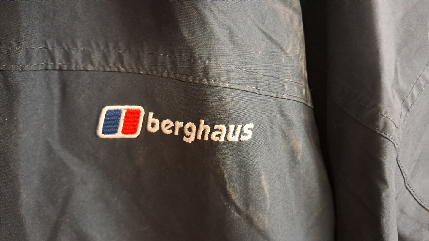 Genuine Berghaus Gore Tex Jacket Mens Blue Hooded Waterproof Hiking Coat - M