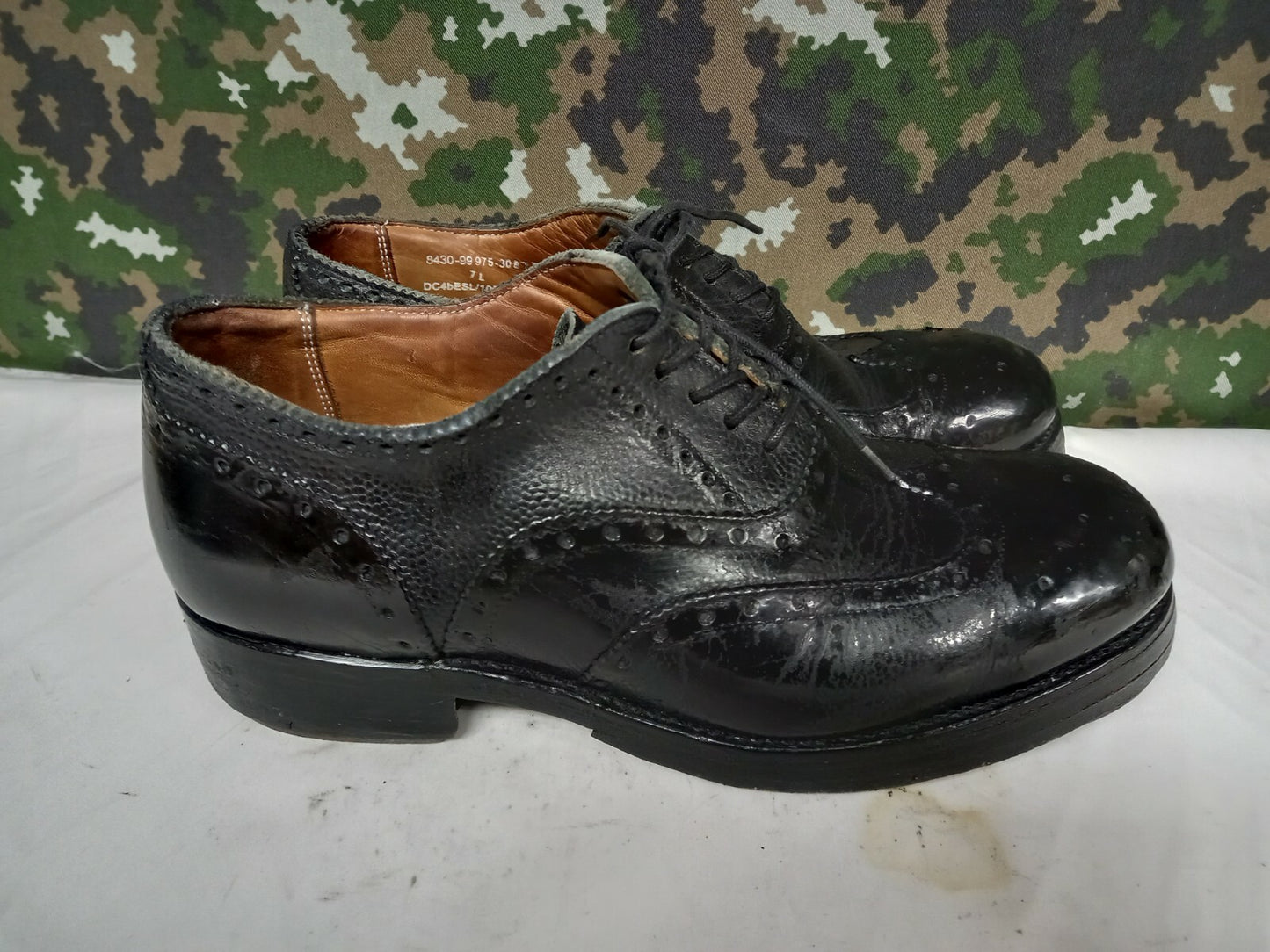 Vintage British Army Highland Issue Service Dress Shoes Brogues / Blakeys - 7 L
