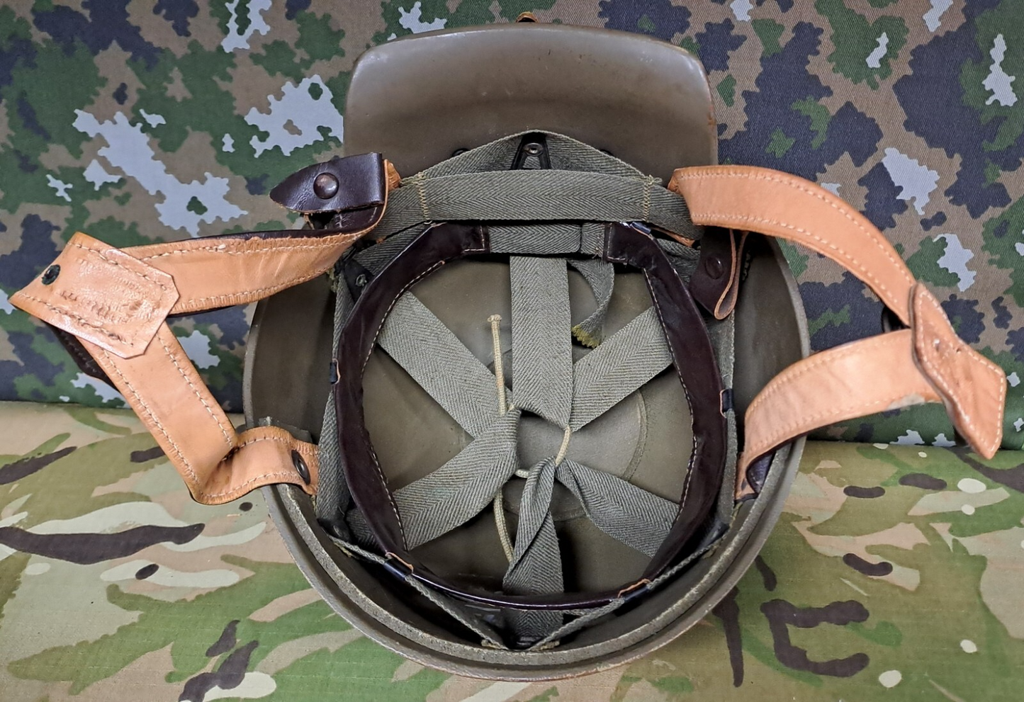 Rare French M51 Tank Armoured Car Radioman’s Helmet Liner & Shell Bundle