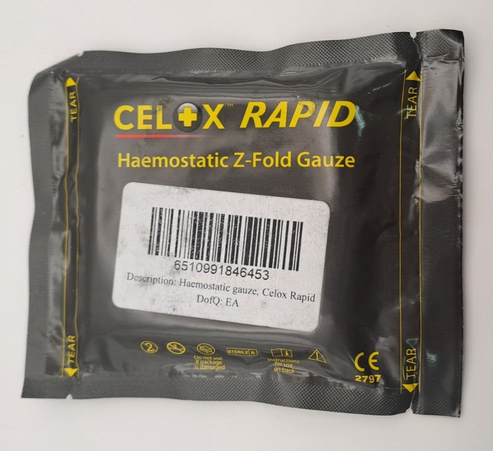 New Celox Rapid Z-Fold Gauze 1.5m IFAK Quikclot Bandage Exp - 2026 Medic