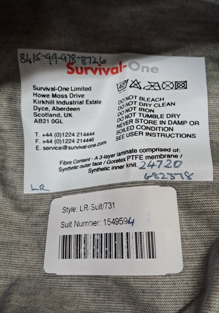 Survival-One UKSF SAS SBS Military MCT Gore-Tex Immersion Dry Suit - L / R