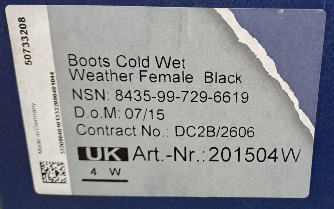 British Military Goretex Cold Wet Weather Patrol Black Leather Boots UK 4 W